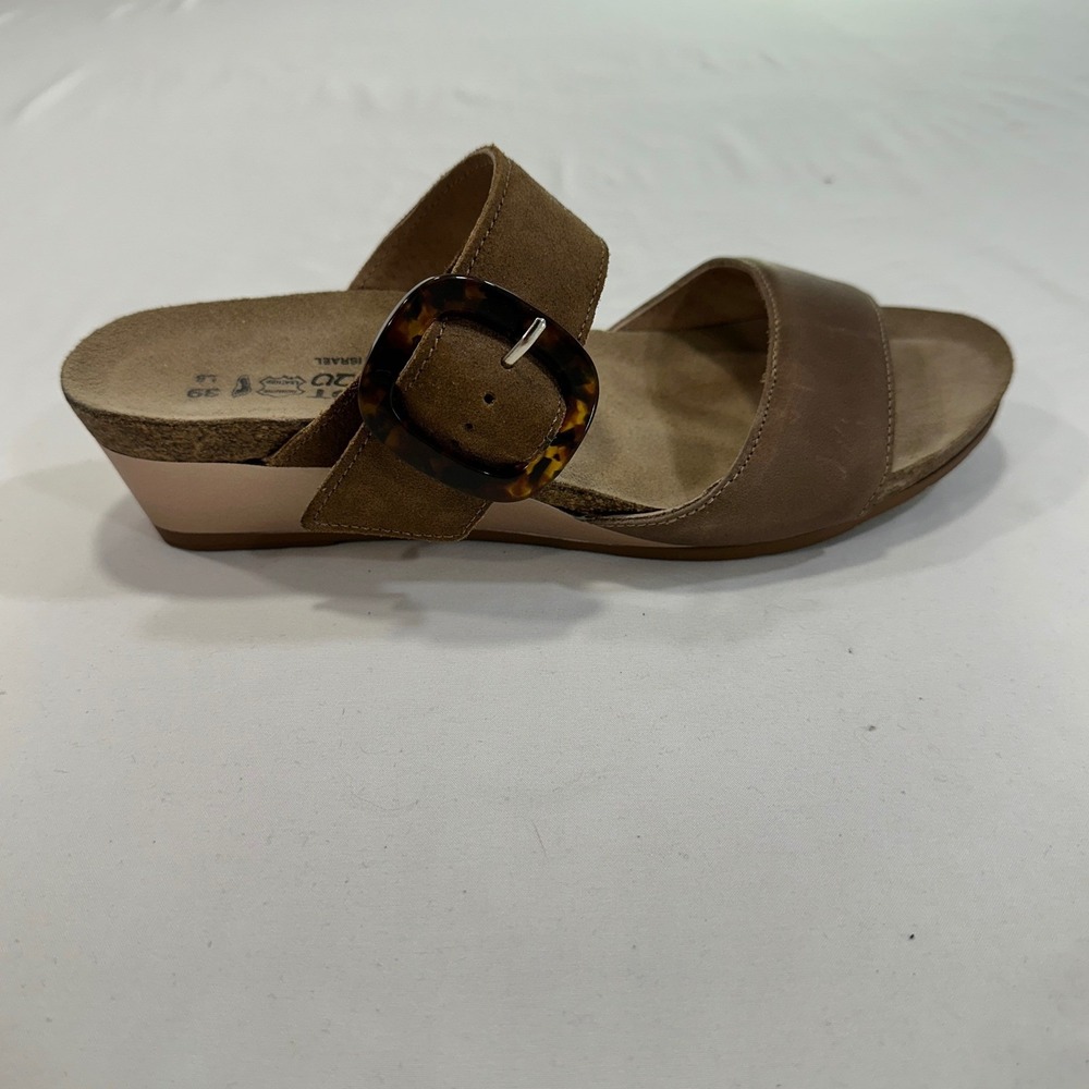 Naot Lalo Wedge Sandals Womens 39 Brown Leather Suede Buckle | Boho Minimalist - Picture 6 of 8